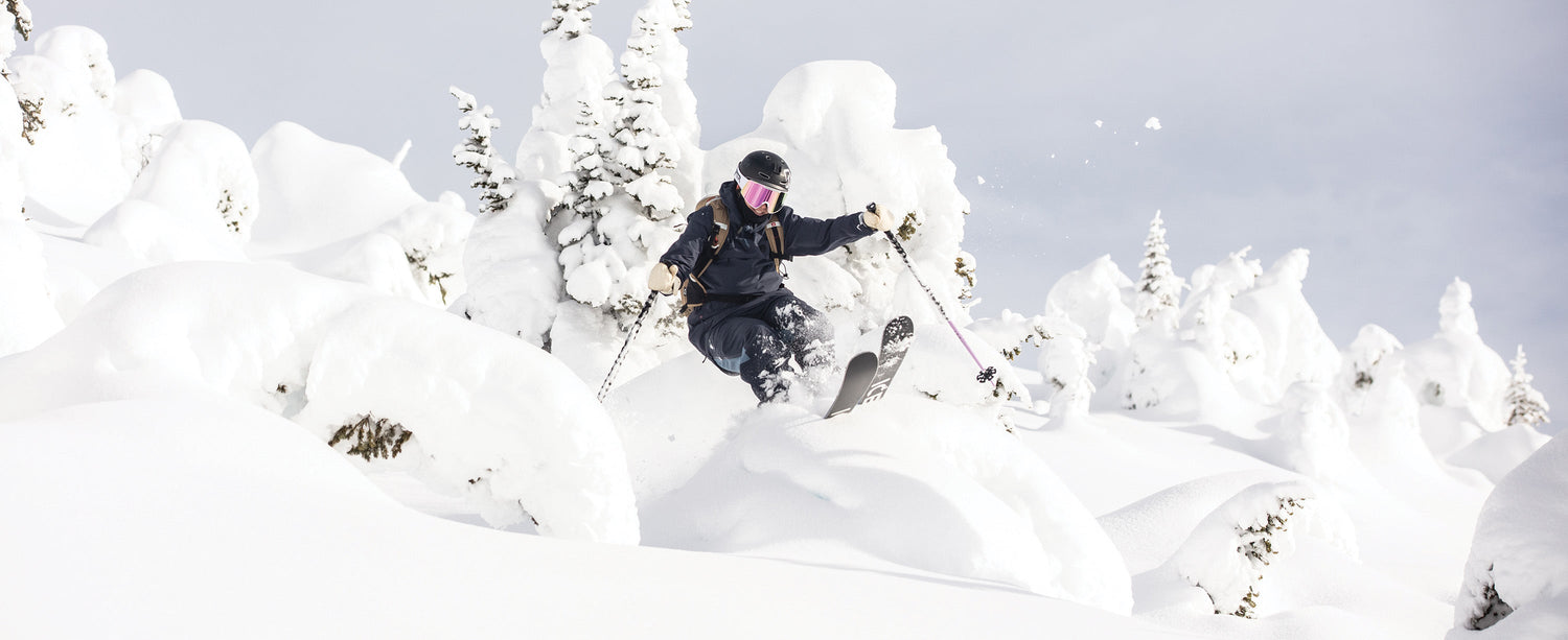 Female skier wearing Obermeyer apparel.