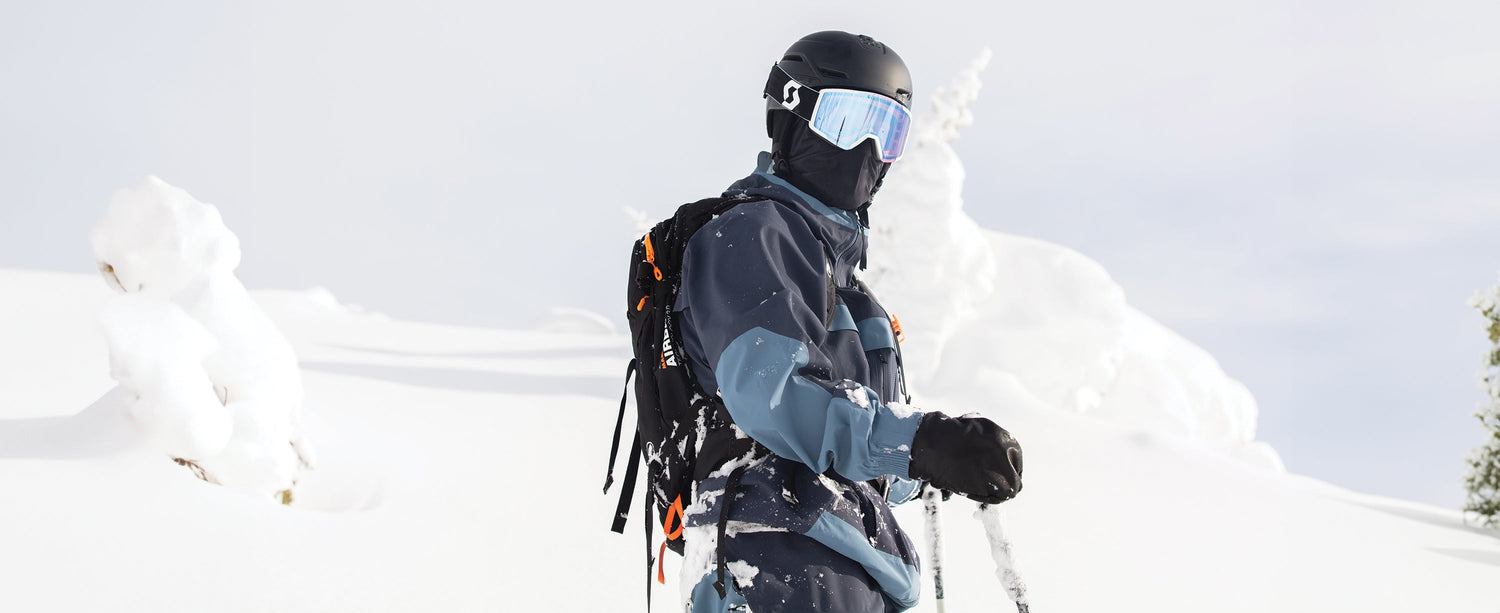 Male skier wearing an Obermeyer Jacket.